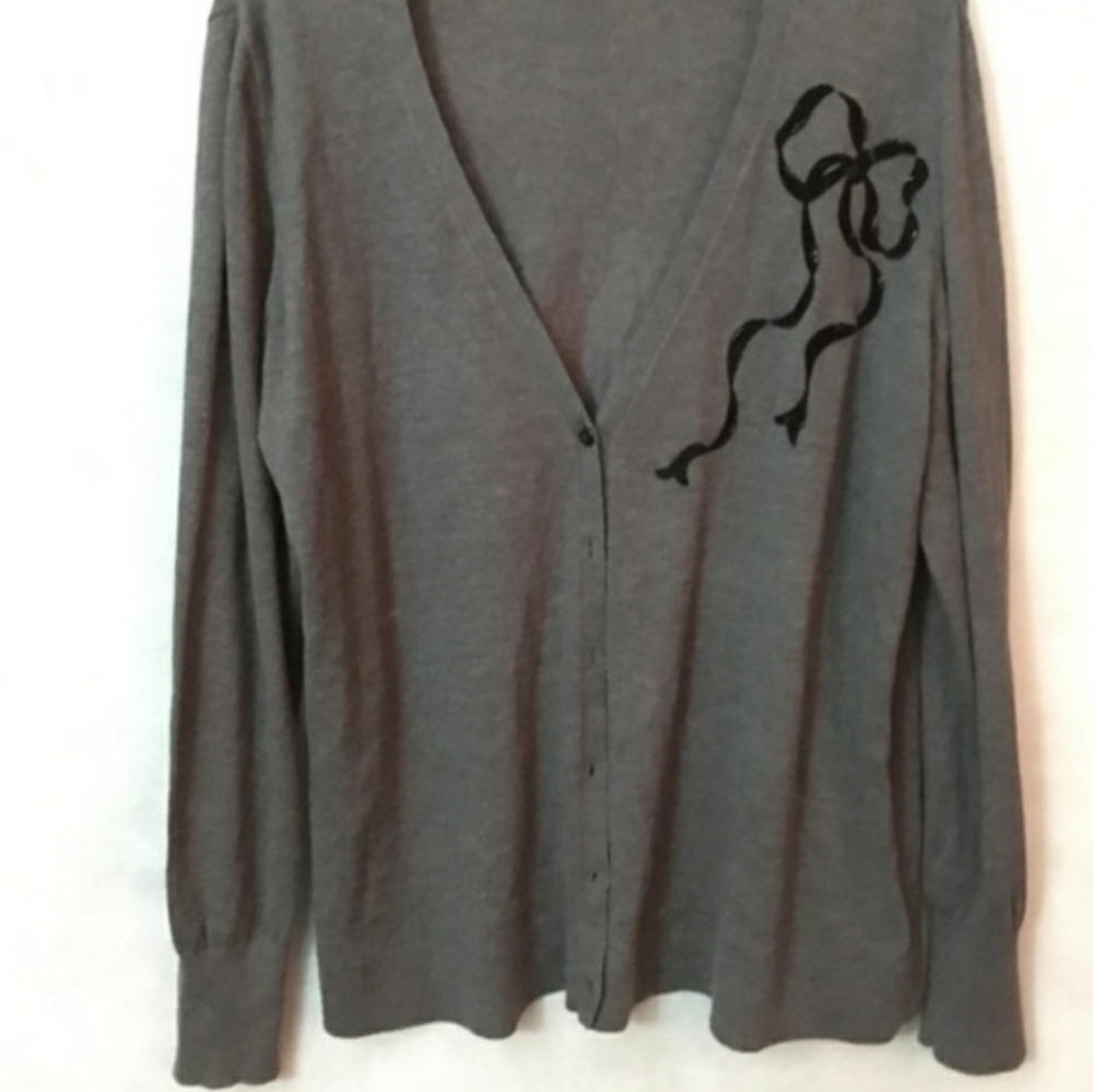 Gray Cardigan with Bow